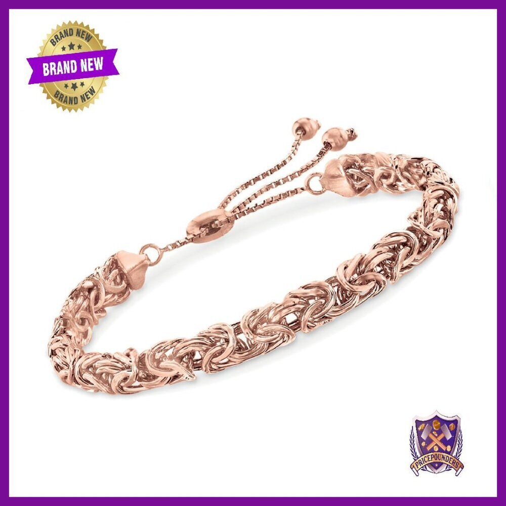 Adjustable Rose Gold Byzantine Bolo Bracelet 9" Link Chain